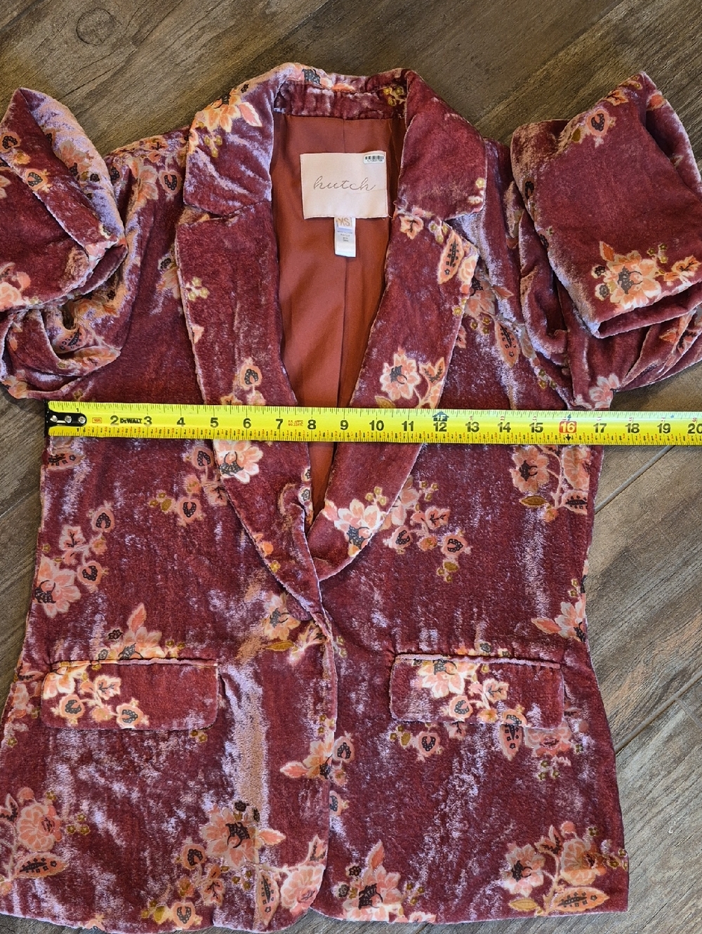 Anthro Hutch Floral Velvet Wide Leg Lined Pants & Lined Jacket Set, XS - Picture 13 of 16